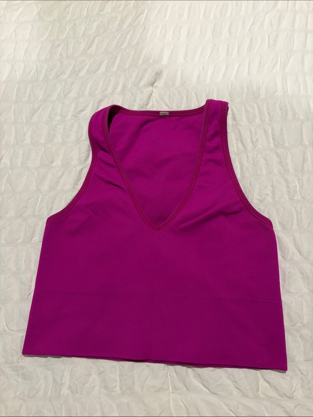 Athleta V-Neck Ribbed Crop Tank - Fuchsia